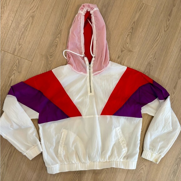 Forever 21 Jackets & Blazers - Forever 21 VTG 80s Y2K Colorblock Lightweight Windbreaker Cropped Jacket Large